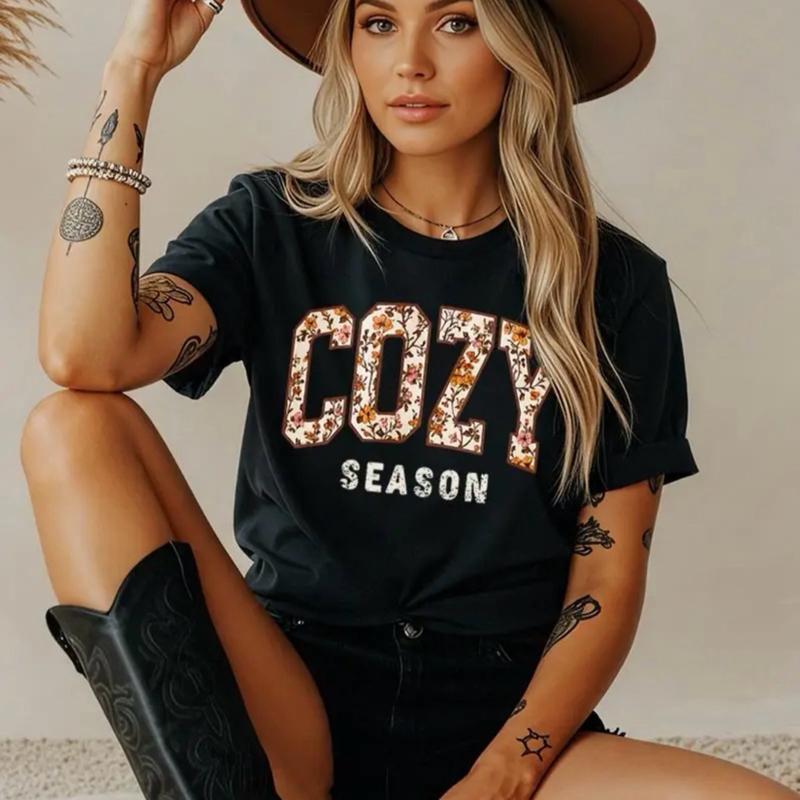 Cozy Season Graphic Tee - Black