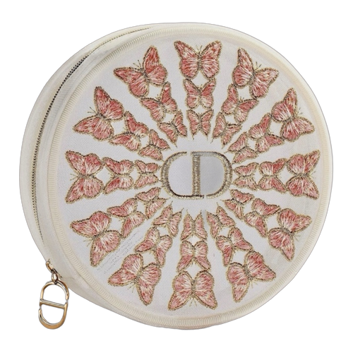 Dior Butterfly Embroidered Round Pouch